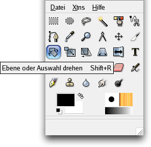 Das Werkzeug Drehen im Werkzeugfenster